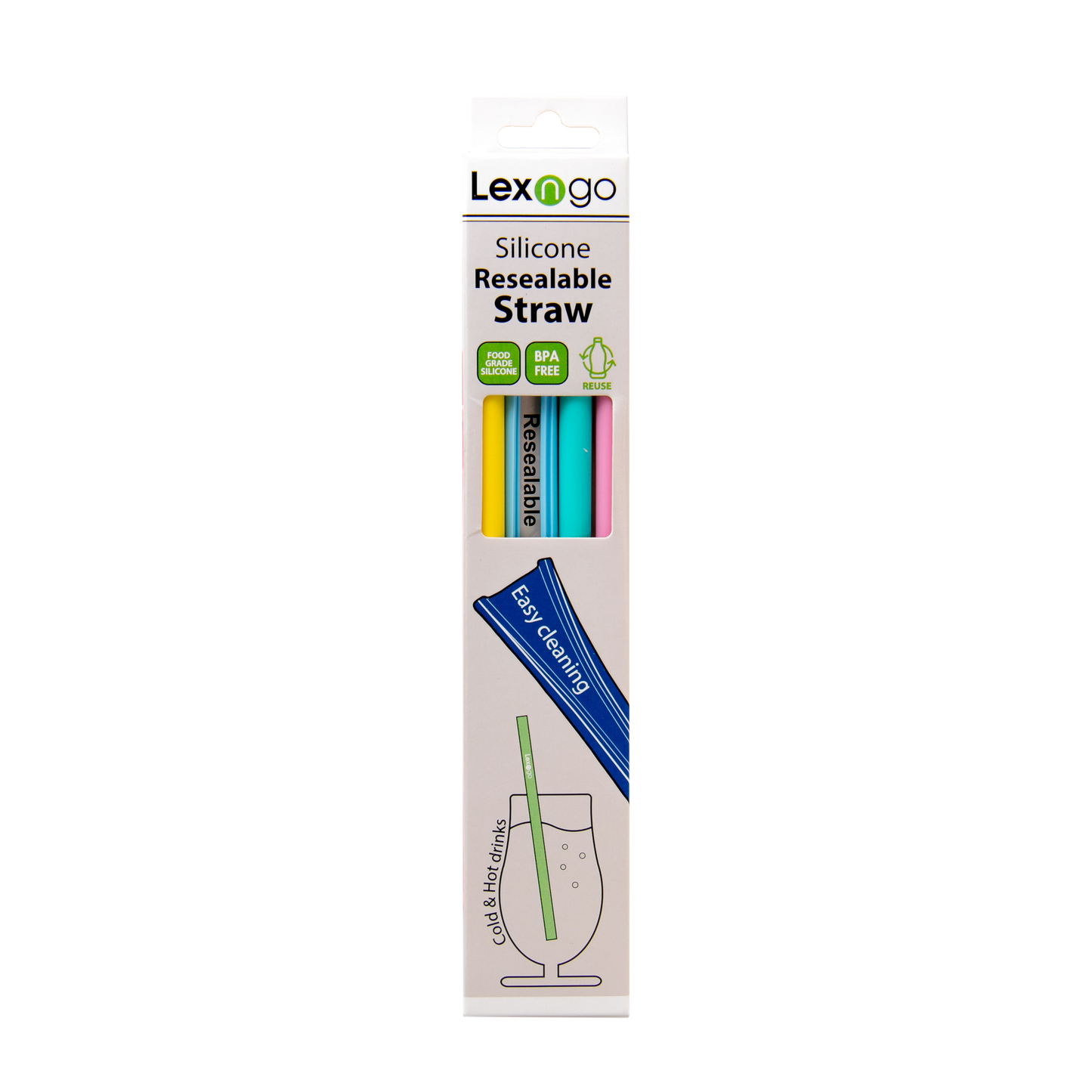 Lexngo Silicone Resealable Straw 可拆洗重用矽膠飲管 (Pack of 4)