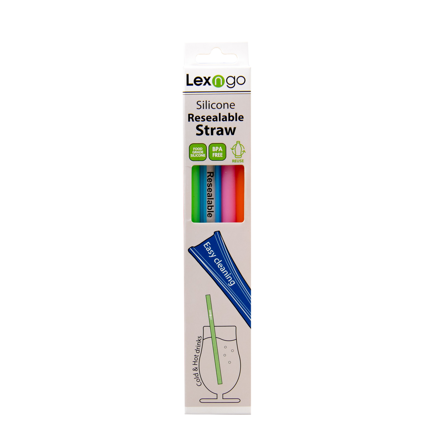 Lexngo Silicone Resealable Straw 可拆洗重用矽膠飲管 (Pack of 4)