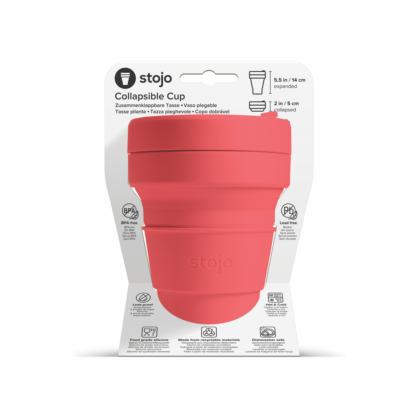 Stojo Biggie 16oz cup (Coral)