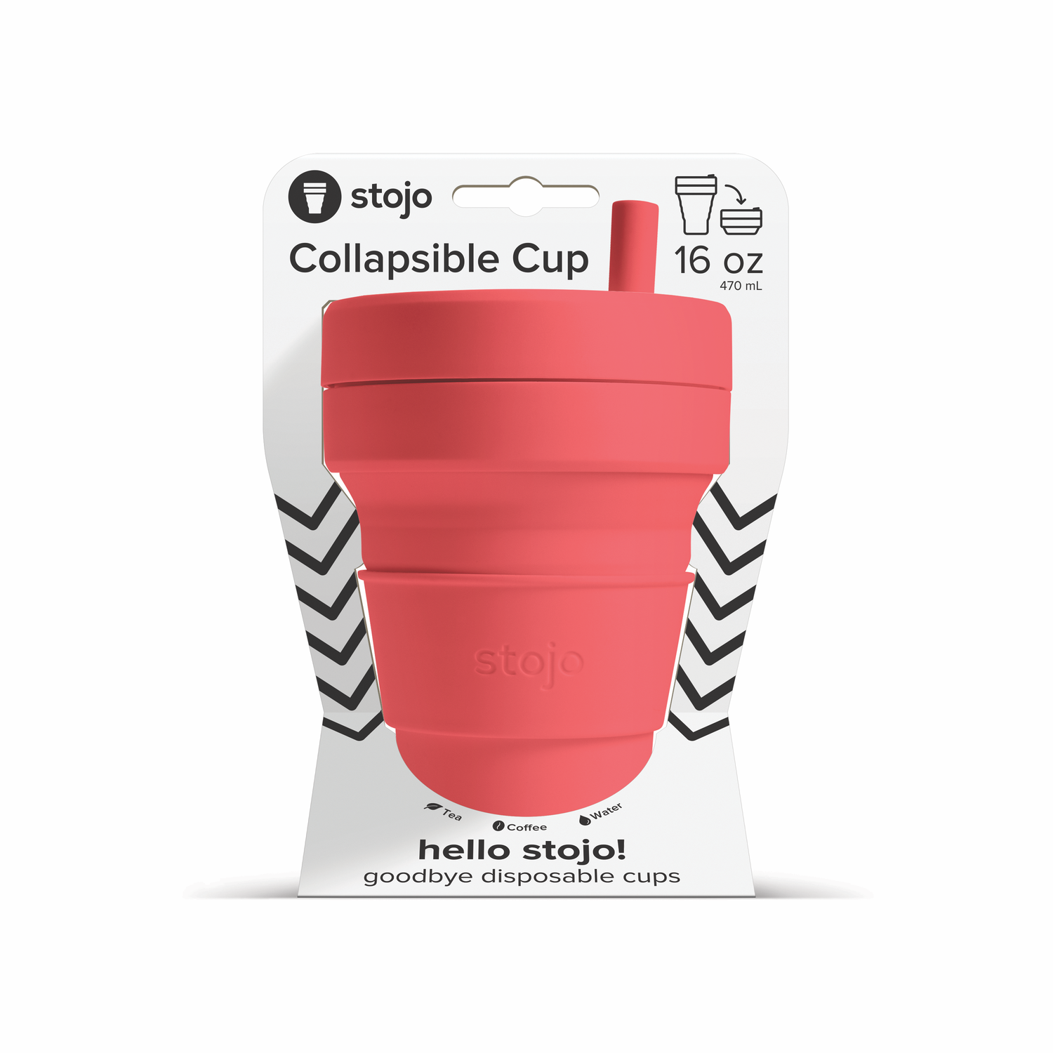 Stojo Biggie 16oz cup (Coral)
