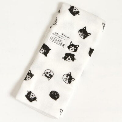 泉州ガーゼバスタオル 白黒さんランダム (細)