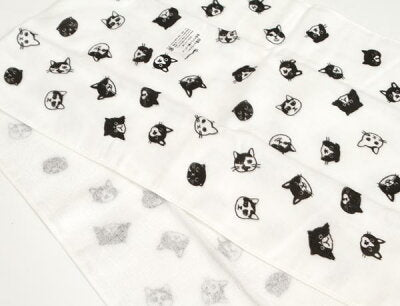 泉州ガーゼバスタオル 白黒さんランダム (細)