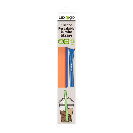 Lexngo Silicone Resealable Jumbo Straw 可拆洗重用珍寶矽膠飲管 (Pack of 2)