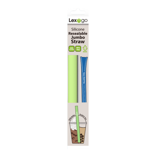 Lexngo Silicone Resealable Jumbo Straw 可拆洗重用珍寶矽膠飲管 (Pack of 2)