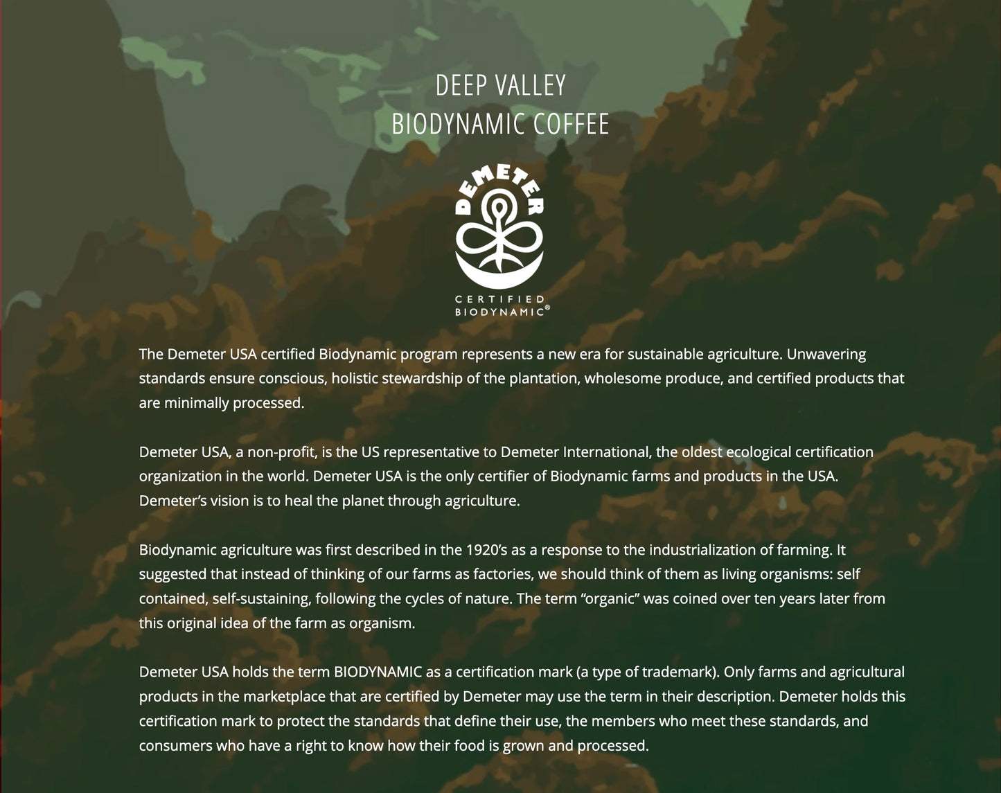 Deep Valley Biodynamic Medium Roast Coffee | 長谷生物動力有機巴西咖啡 – 中烘培